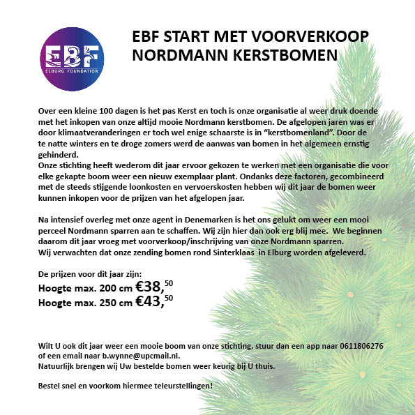 EBF start met voorverkoop NORDMANN kerstbomen